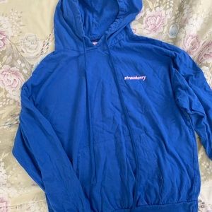 Blue strawberry milk thin hoodie